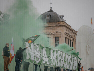 Manifestación en Madrid (España) contra el acuerdo comercial entre la Unión Europea y Mercosur