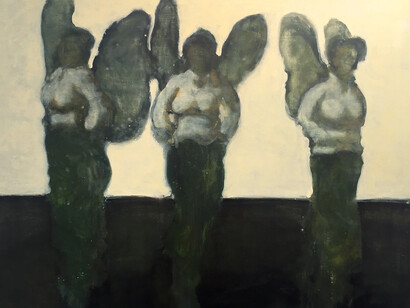 David Konigsberg, Angels in the Backyard, 2015, 55 x 58 inches o/c