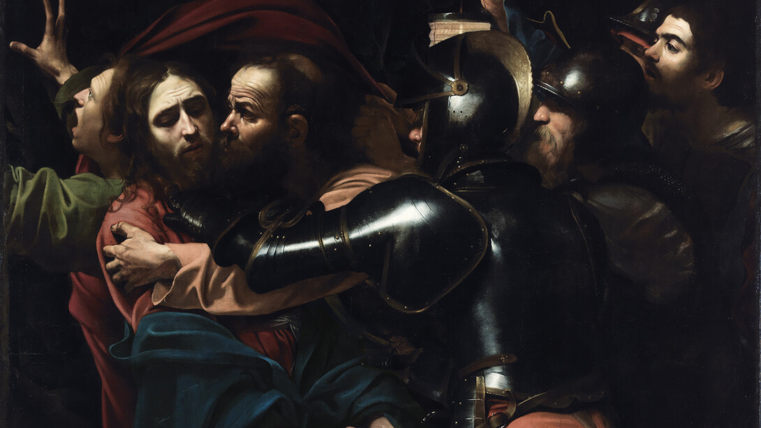 Caravaggio (Michelangelo Merisi da) Caravaggio, 1571–1610 Porto Ercole -  "The Taking of Christ", 1602. Oil on canvas, 135.5 x 169.5 cm.