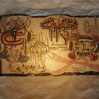 Simone Pellegrini, Grave radiante, tecnica mista su carta da spolvero, 96x175 cm, 2018