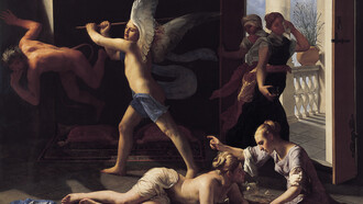 Guido Cagnacci, "The Repentant Magdalene", ca.  1660 – 63. Oil on canvas, 90 ¼ x 10 ¾ in. (229.2 x 266.1 cm). Norton Simon Museum, Pasadena 