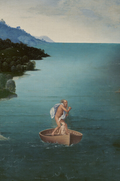 Joachim Patinir, El paso de la laguna Estigia (detalle), c. 1520