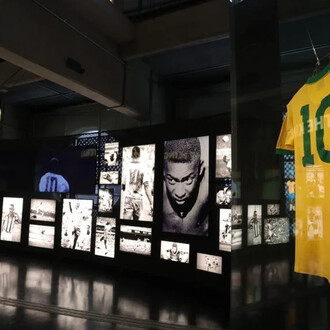 Exposição permanente do Museu do Futebol, vista da exposição. Cortesia do Museu do Futebol