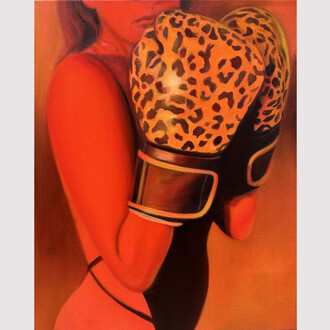 Tao Siqi, Punch, 2023, Oil on canvas, 19 3/4 x 15 3/4 in (50 x 40 cm). Courtesy of the Artist, Capsule Shanghai, and Nathalie Karg Gallery