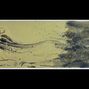 Omar Galliani, Lontani da Xian, 2009, inchiostro su carta seta con fregi in oro, 73x273 cm #2
