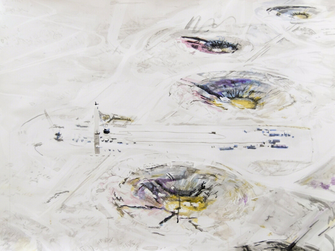 Eric LoPresti, NTS Test Shot Amongst, Polychrome Craters, 2015. Courtesy of Elizabeth Houston Gallery