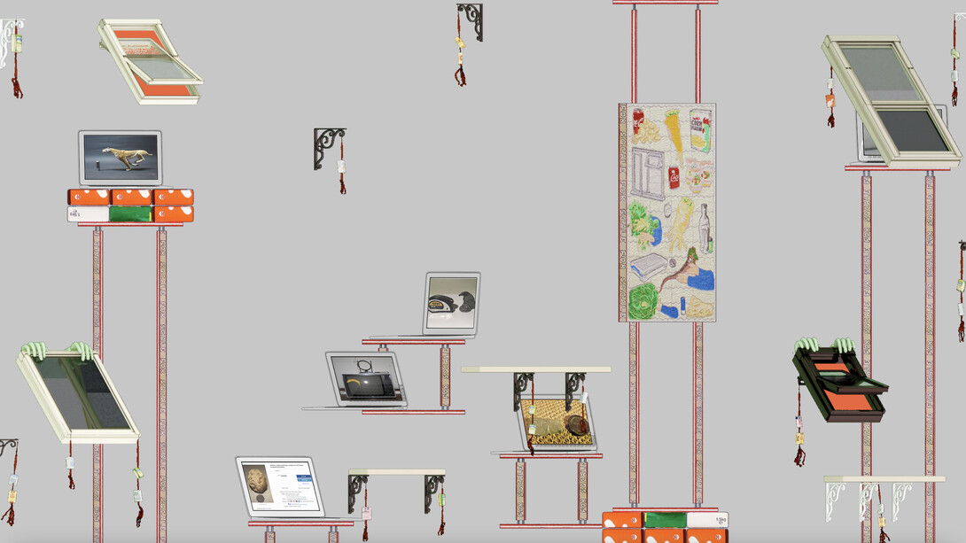 Kara Chin, You Will Knead, 2021. Virtual installation, containing 3-dimensional virtual sculptures, produced as GIFs and animations. VITRINE, Digital.
