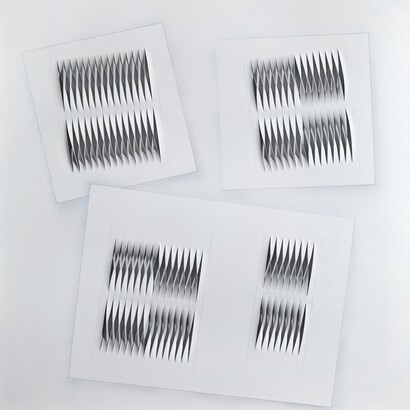 Alberto Biasi, UT 110, 1988, acrylique sur toiles incisées, 80 x 80 cm, Courtesy Tornabuoni Art
