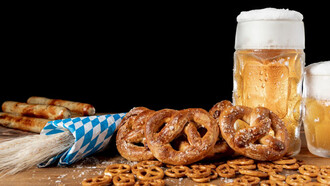 Bavarian snacks displayed on a table
