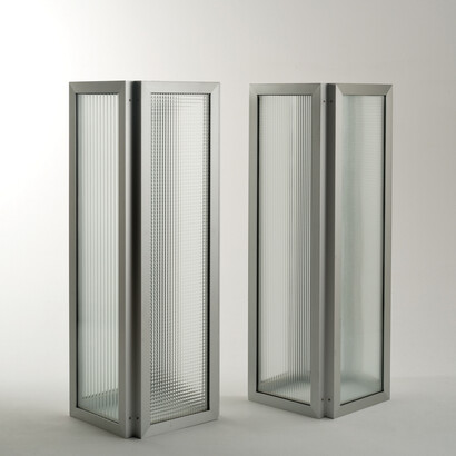 Nanda Vigo,Chronotopo, 1966, Aluminium and glass, 140 x 49 x 49 cm
