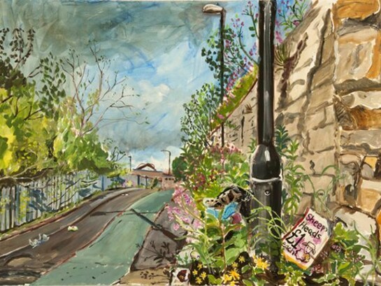 Robert Soden, Sheeps Head a Pound!, Hendon Road 2013, Watercolour, gouache & acrylic, 75 x 105 cm