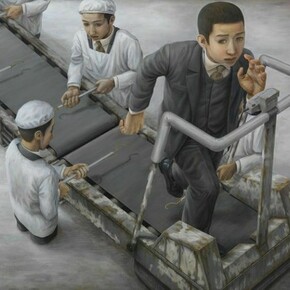 Tetsuya Ishida, Exercise Equipment, 1997, Acrylic on board , 103 x 145.6 cm © Estate of Tetsuya Ishida. Courtesy Gagosian Gallery