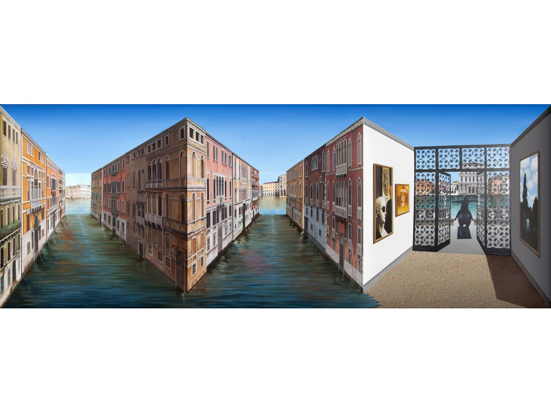 Patrick Hughes, The Palace of Peggy, 2014, Oil on board construction, © Patrick Hughes, Courtesy of Flowers Gallery London and New York