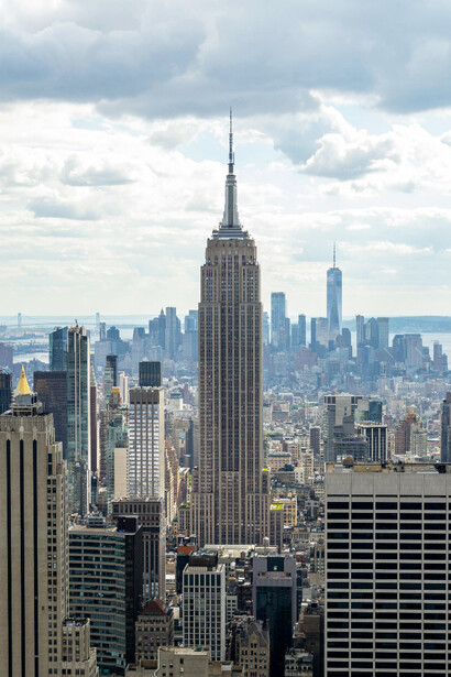 Manhattan skyline with city life view that could foster more green urban design in New York City, USA