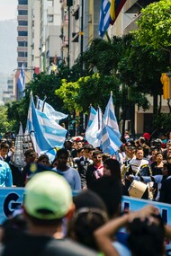 People at a political protest 