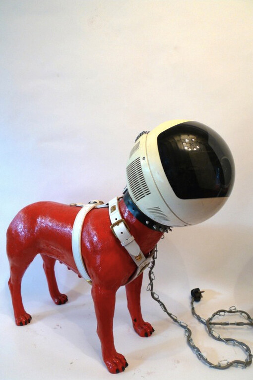 Finn Stone, 'Red Cyberdog', Fibreglass and 70's TV, 79x69x30cm
