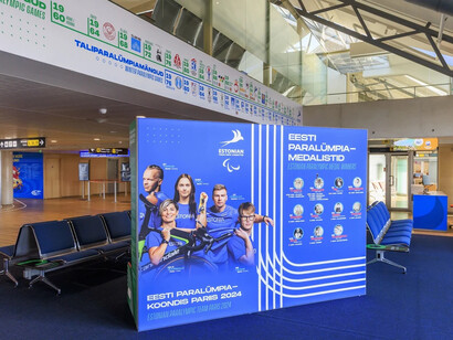 Paralympic gate no. 8, exhibition view. Courtesy of Estonian Sports and Olympic Museum