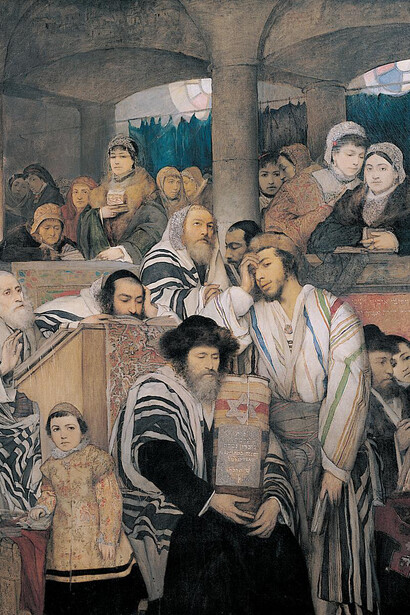 Maurycy Gottlieb, Jews praying in the synagogue on Yom Kippur, 1878. Courtesy of Tel Aviv Museum of Art