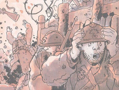 Jacques Tardi, "Putain de guerre !", Casterman, 2008-09. Le esplosioni erano così ravvicinate da produrre l’impressione di un unico bagliore e di un boato ininterrotto
