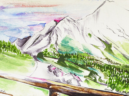 Monte Alben, Acquerello su carta 14,8x10,5 cm, Frode 2012