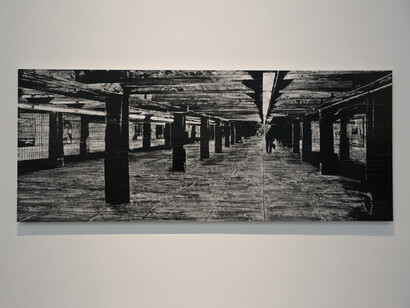 Robert Currie, 1 hour, 3 minutes and 29 seconds, 2014, Scratched videotape, 26 3/4 x 65 3/4 inches  