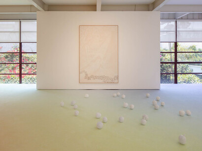 Claudia Comte, Lost in the forest, vista de exhibición. Cortesía del Galería OMR