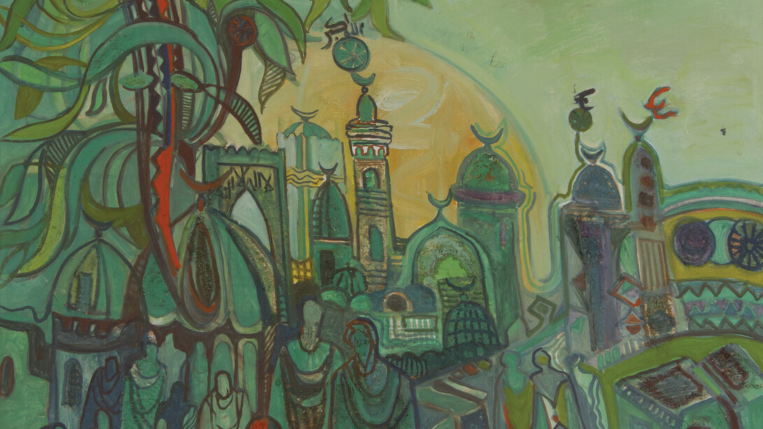 Abdulhalim Radwi, Almadina Al Monawara, 1995, Oil on canvas, 100 x 80.5 cm