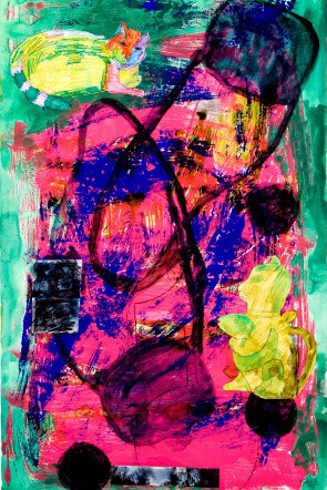Jennifer Sullivan, Untitled (double negative purses), 2015, Gouache, ink, charcoal, house paint and collage on paper, 38 x 23 inches