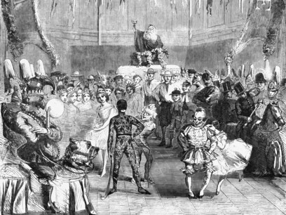 Viejo Papá Noel asistido por un grupo variopinto bajo la dirección del Señor del Desgobierno, 1859, Autor desconocido