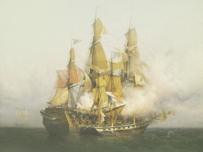 Ambroise Louis Garneray, Lucha entre el Confiance francés (comandado por el pirata Robert Surcouf) y el Kent