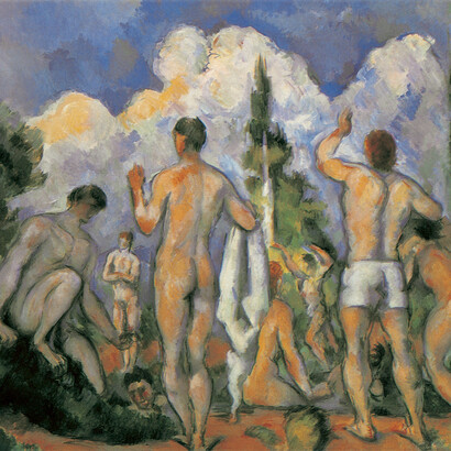 Paul Cézanne, *Badende Männer*, 1890-1892, Öl auf Leinwand, 60 x 82 cm. Musée d’Orsay, Paris