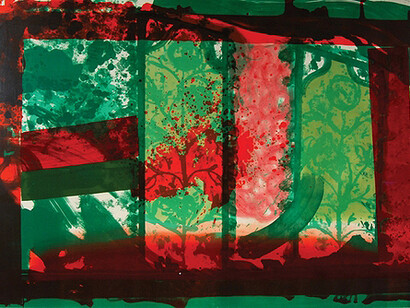 Howard Hodgkin, "Bleeding", 1982, Lithograph with hand coloring, Edition of 100, 36 x 59 5/8 inches

