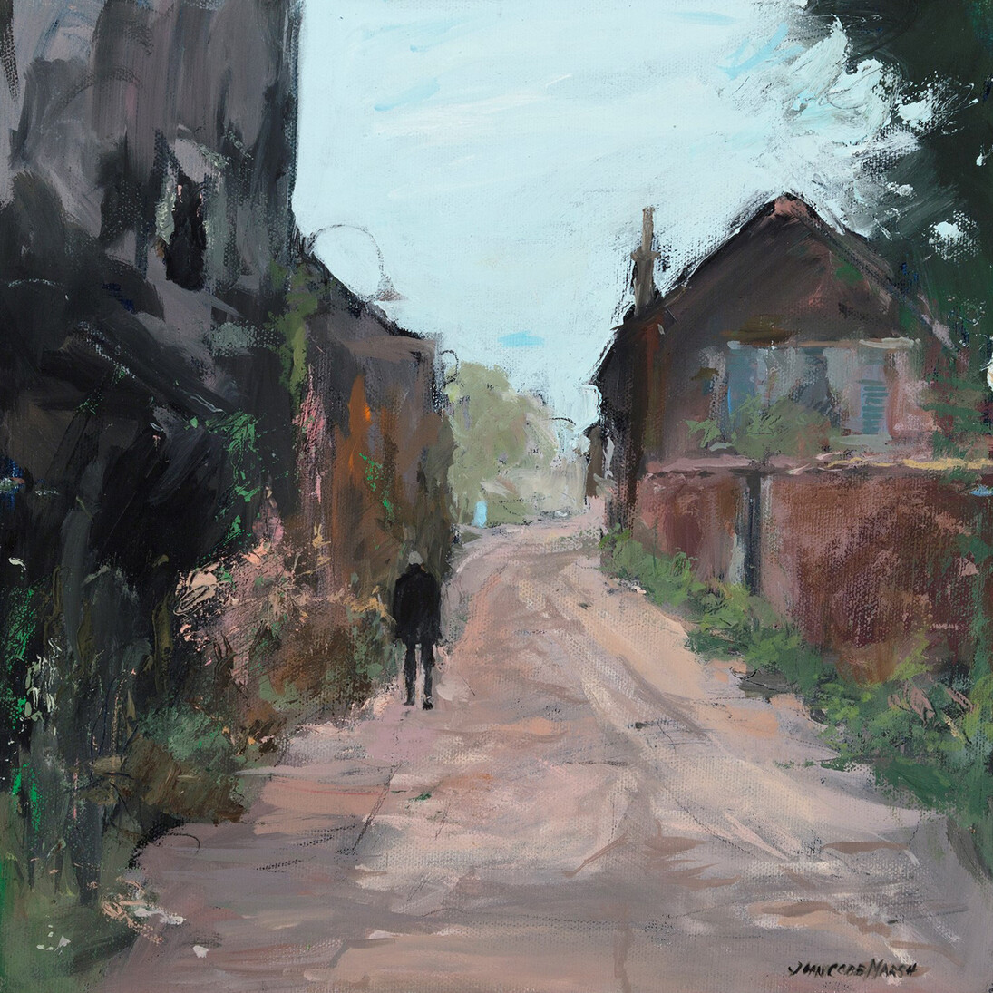 Joan Cobb Marsh, Giverny, France:  Grey Day, 12”x12”, oil on canvas