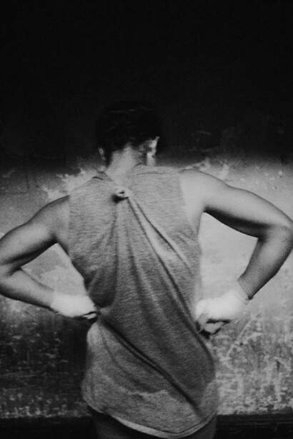 Francine 2/ The Times Square Gym, 1993, Selenium toned gelatin silver print, printed 2014, 20 x 16 inches, edition of 20 © John Goodman.