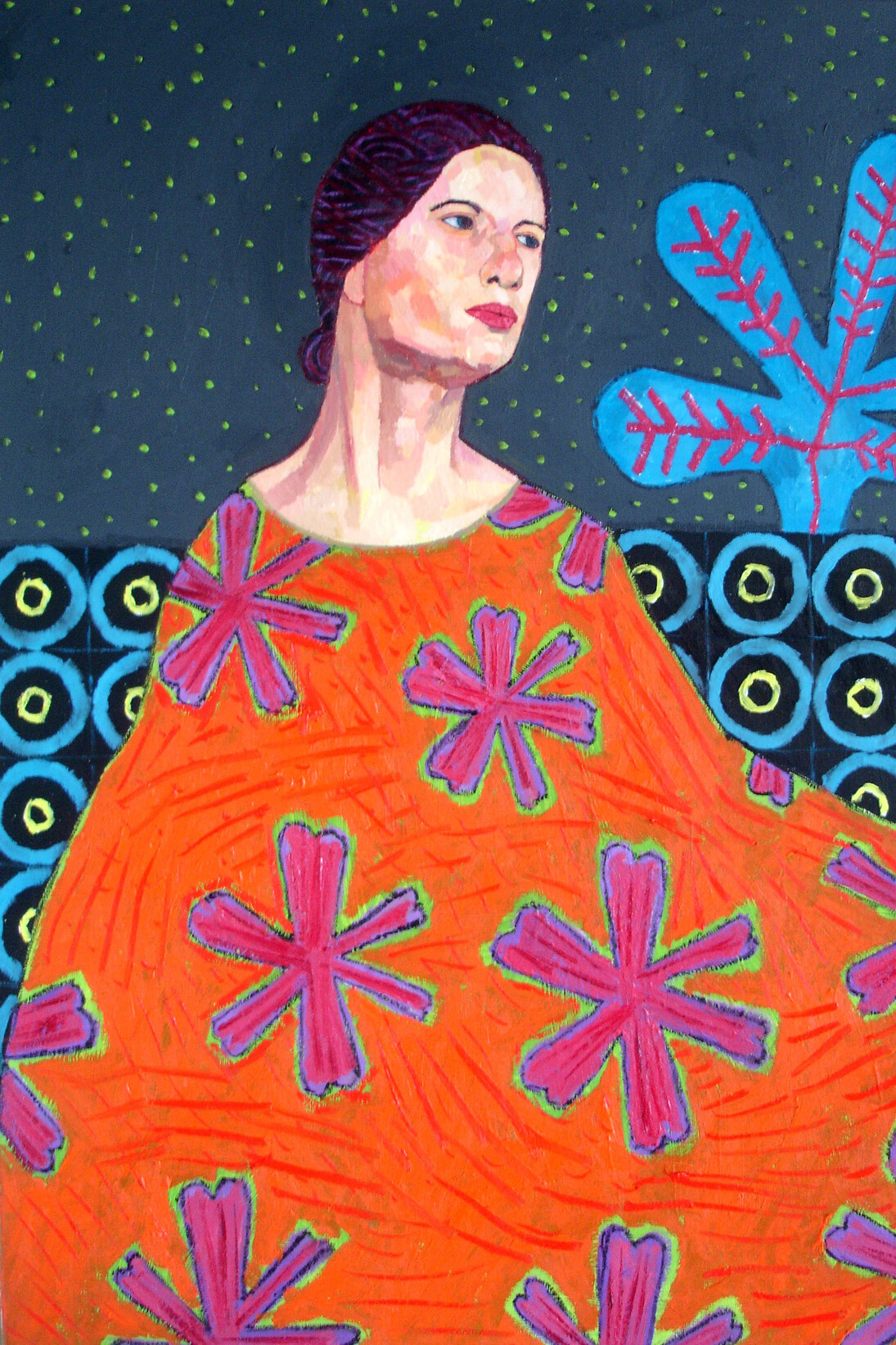 New floral dress, Oil on canvas, 2015, 60 x 50 cm