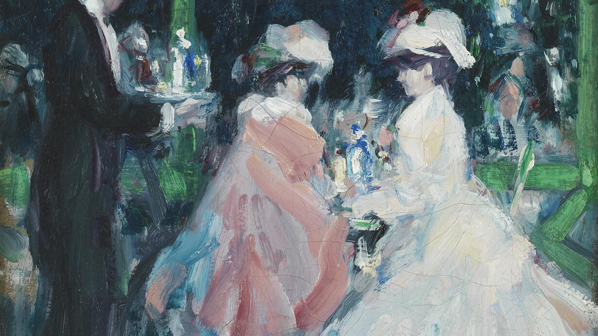 John Duncan Fergusson, The Terrasse, Le Touquet Casino, Night, detail, oil on canvas, H 55 x W 39 cm (H 21 5⁄8 x W 15 3⁄8 in)