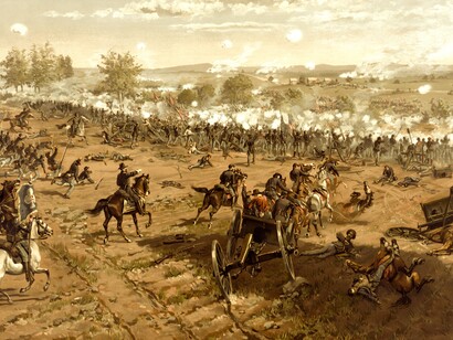 «La Carga de Pickett» (vista por Thure de Thulstrup) tuvo lugar el 3 de julio de 1863, en el tercer y último día de la batalla de Gettysburg