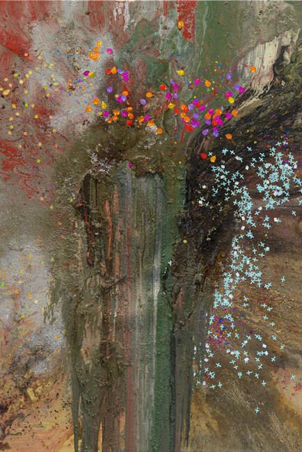 John M Armleder, Champagnatscha, 2012, 74 13/16 x 57 inches, 190 x 145 cm - mixed media on canvas