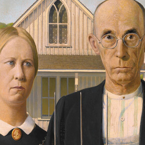 Grant Wood - "American Gothic", dettaglio