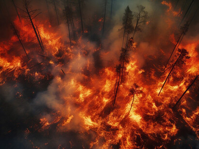 Foresta in fiamme. Il problema più scabroso consiste nel fatto che il Sapiens, ostinandosi a costruire un mondo artificiale lineare per difendersi da una natura imprevedibile, ha perso la capacità di entrare in sintonia col pianeta, che ora ci sta presentando il conto