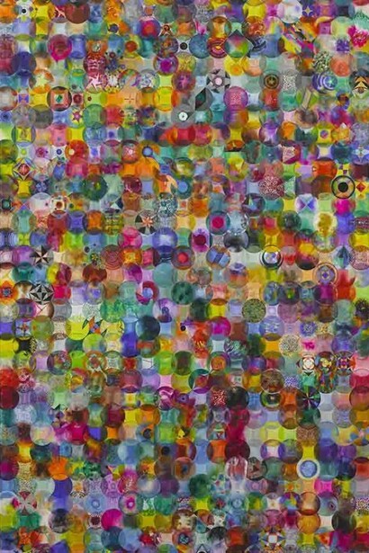 Wu Jian'an, 792 Overlapping Color Balls, 2014, Watercolor on paper, 59 x 98 1/2 in (150 x 250 cm)