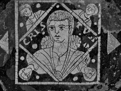 Vetro dorato di bicchiere con busto di Cristo (crisografia)