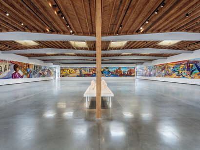 Judith F. Baca, The great wall of Los Angeles, exhibition view. Courtesy of Jeffrey Deitch