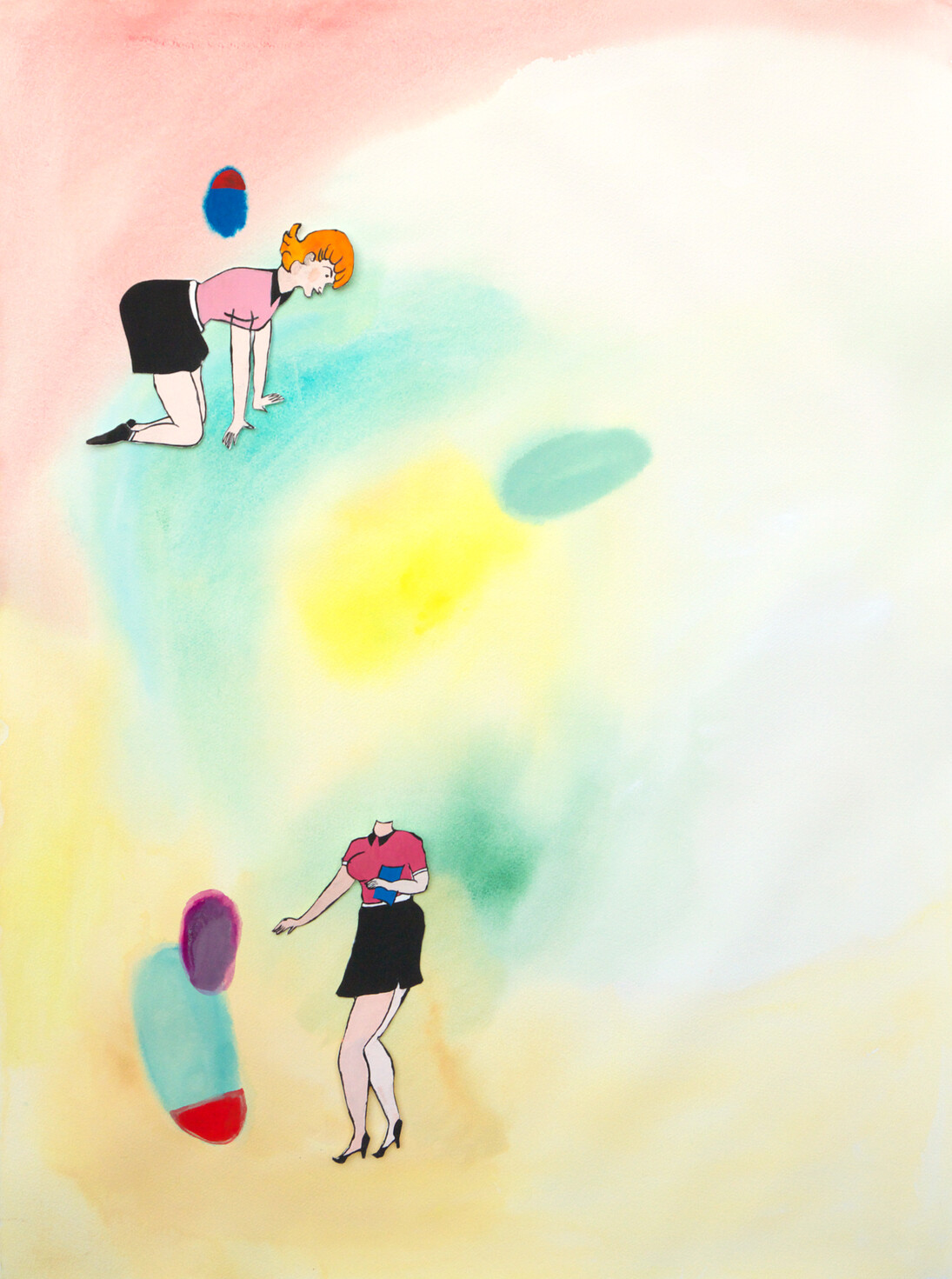 Sarah Tritz, Brigitte, 2015, gouache, collage sur papier, 80 x 60,5 cm, courtesy of galerie anne barrault
