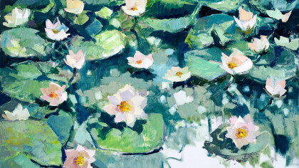 Letizia Fornasieri, Ninfee, 2019, olio su tela, cm 80x118