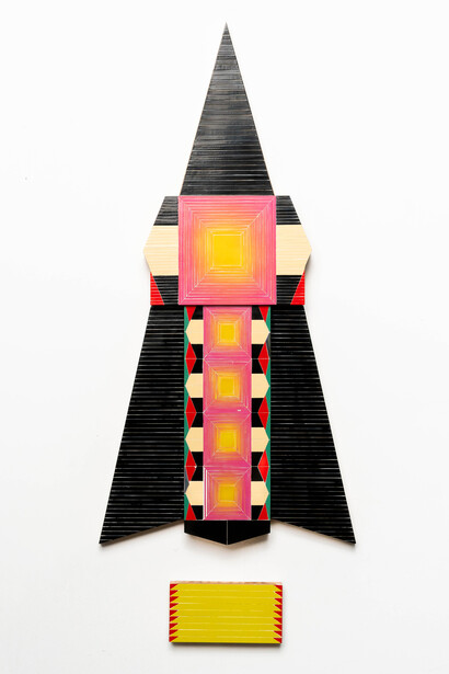 Kumkum Fernando, Rocket, black sal mal, 2024. Courtesy of Jonathan LeVine Projects
