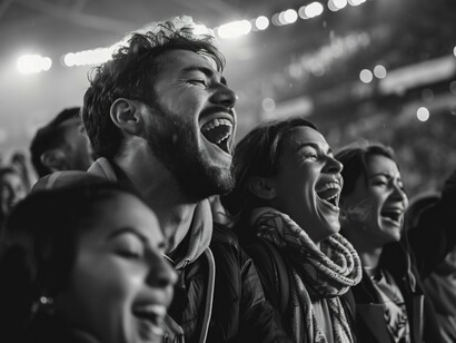 Fans cheering loudly, showing the highs of the game and how sports deeply affect the fans