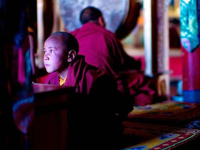 Young monk in a Buddhist monastery 
