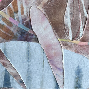 Kelsey Overstreet, The Quiet Symphony (detail), acrylic, pigment, and embroidery on raw canvas, original size 24x24 inches. Courtesy the artist and Gallery Lulo