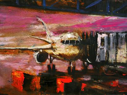 Alessandro Busci aereo_fucsia, 2012 smalto su ferro enamel on iron 20x30 cm